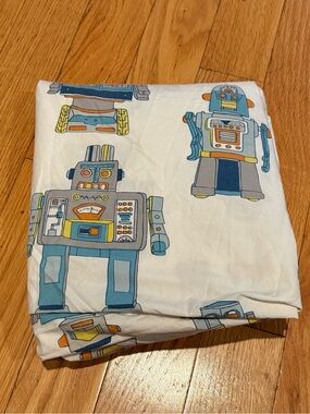 Land of Nod Crate Kids vintage robot twin flat sheet